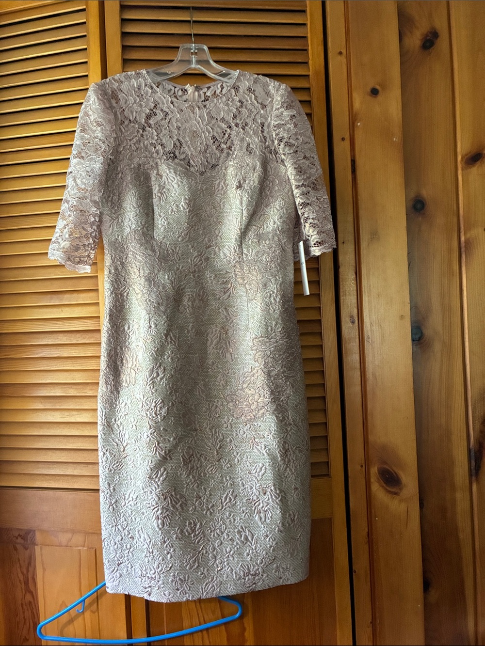 Teri Jon Blush Lace Midi Dress with Three-Quarter  sleeve length 40”pit to pit17